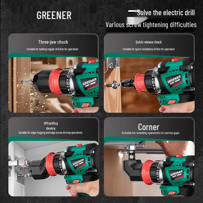 Green Forest 16,8V Akku-Schlagbohrschrauber-Set mit bürstenlosem Motor und CN-Stecker (Adapter enthalten)