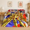 Retro Saint Seiya Anime Cartoon Flannel Blanket Soft Warm Throw Blanket for Bedroom Living Room Bed Travel Camping Picnic Gift