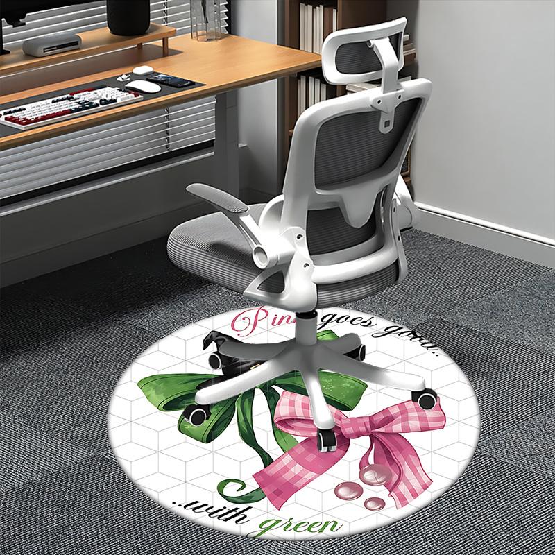 

Witch Hat Print,Pink Green Bow Chair mat Round Rug Office carpet, Machine Washable, Non slip, Suitable for Living Rooms, Bedrooms 80cm