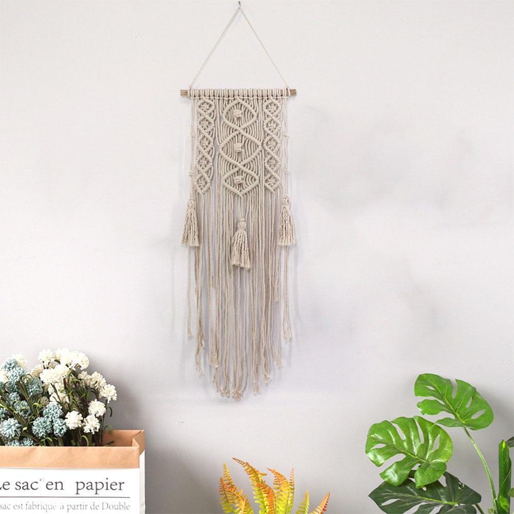 Macrame Wall Art Handmade Cotton Wall Hanging Tapestry with Lace Fabrics Bohemian Hanging Decoration Best Gift