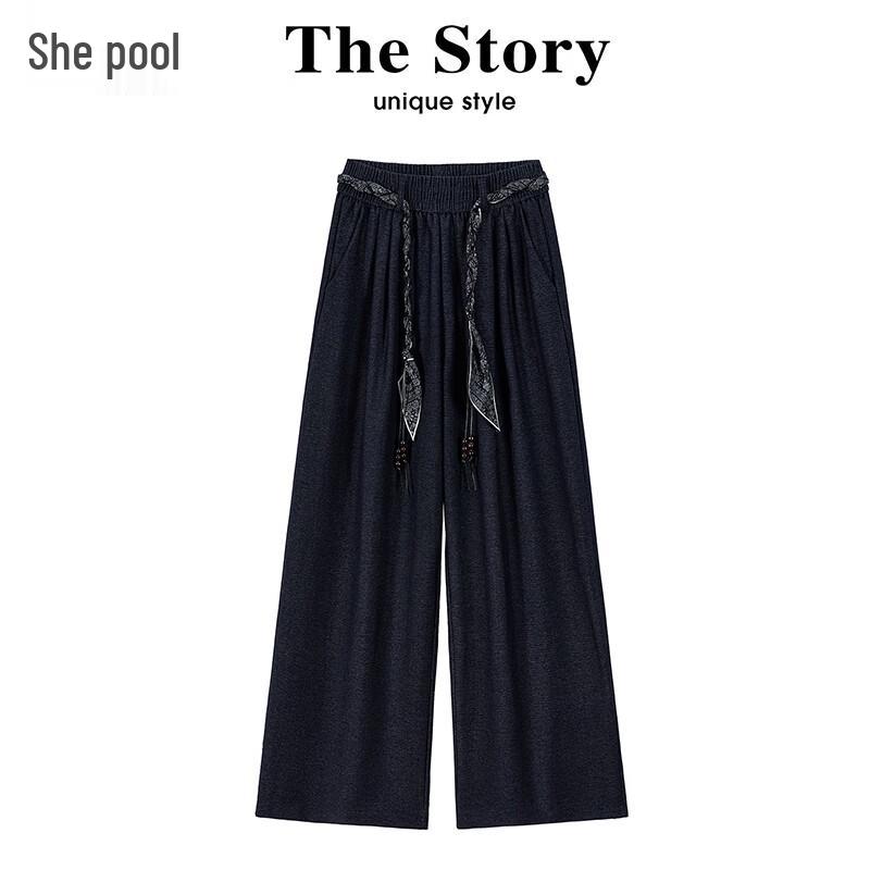 

Women s Elastic Waist Loose Wide-Leg Casual Pants M