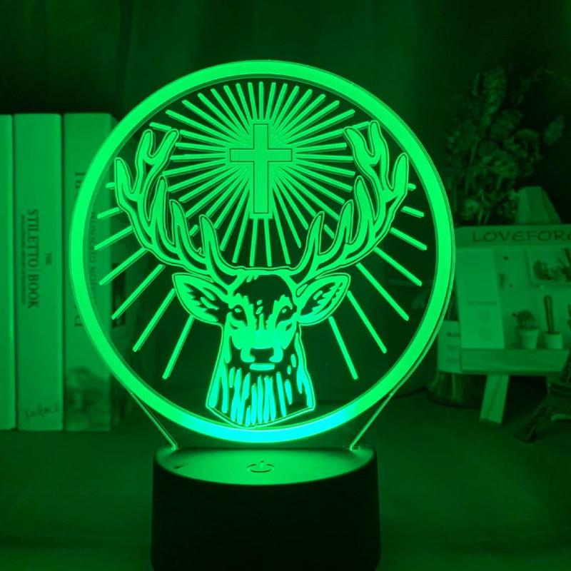 Deer Cross Pattern 3d Led Night Light With Remote Control For Home Office And Celebration Use