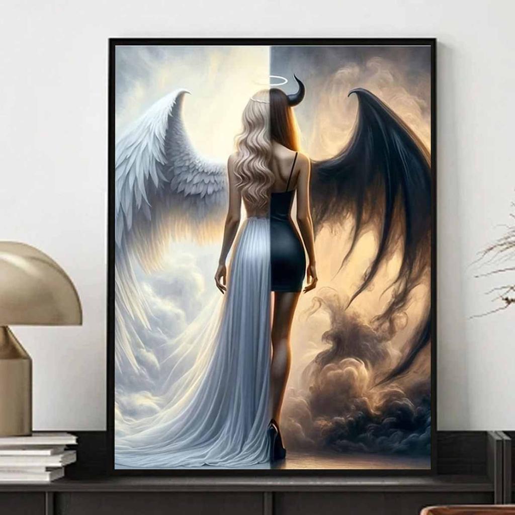 Diamond Painting Set DIY 5D Full Diamond Angel and Demon Fantasy Art Crafts for Home Wall Decoration