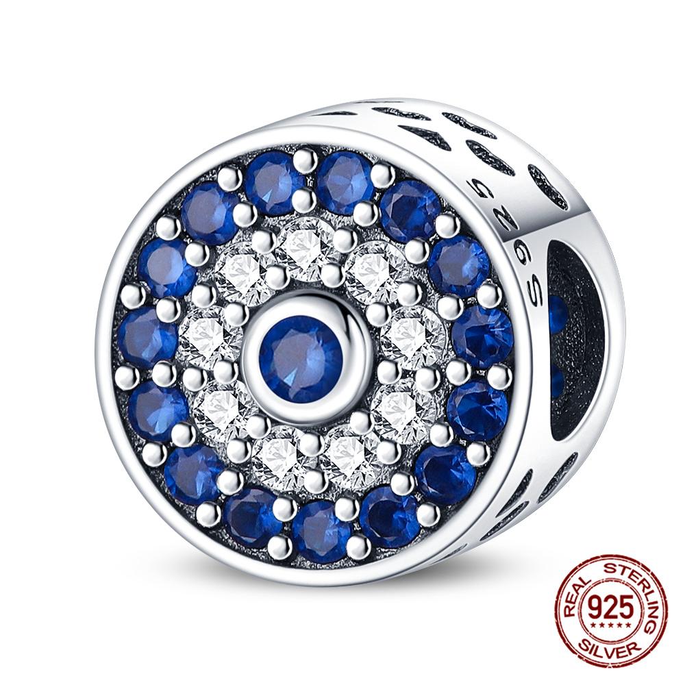 Original 100% Copper Blue Zircon Devil Eye Series Charms Fitoriginal Bracelet Diy Jewelry Making Women Gift