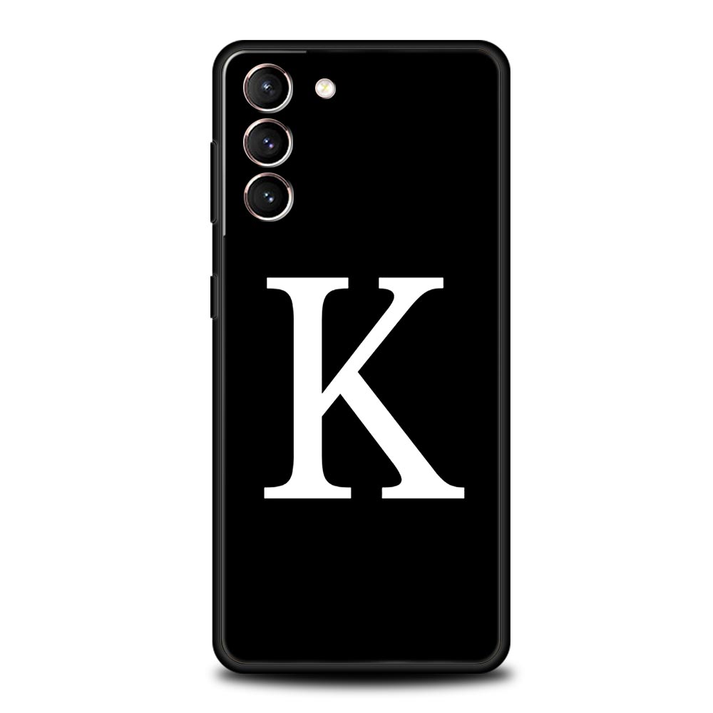 Initial Letter A Z Phone Case For Samsung Galaxy S26 Ultra S25 Plus S24 FE S23 S22 5G S21 S20 Cover Black Soft