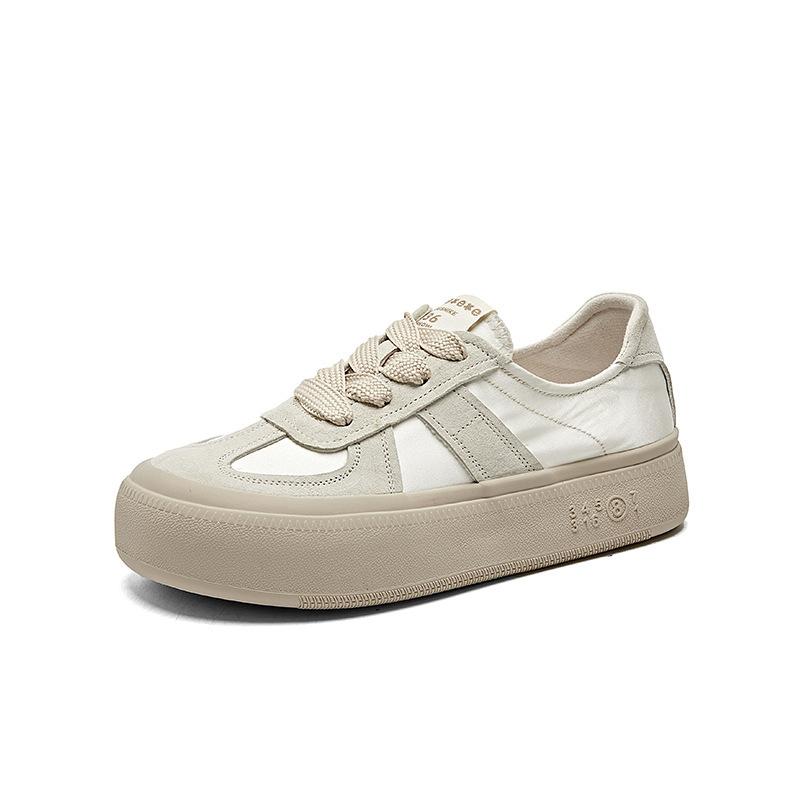 

Dexun shoes women s retro thick-soled round head pink satin surface breathable and versatile 2025 summer new casual board shoes women 35