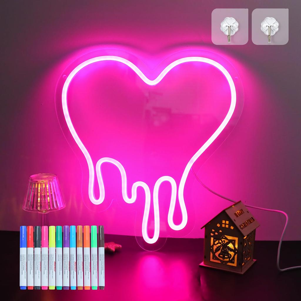 ENUOLI Heart Neon Sign USB Dimmable Wall Light Direct from Japan