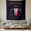 Tapestry Hitman Agent 47 Silhouette Red Tie Assassin Game Wall Hanging Men Cave Bedroom Decor