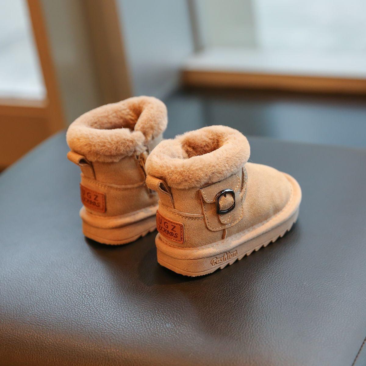 Baby snow boots winter models 1-3 years old children and girls soft-soled piled thickened cotton shoes 1 2 baby shoes toddler 15cm