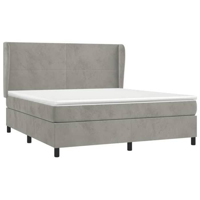 VidaXL Divan Bed and Mattress Light Grey 180x200cm Velvet - Model 3129105