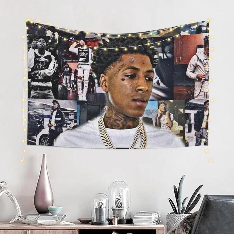 VIKAMA YoungBoy Never Broke Again Tapestry NBA YoungBoy Hip Hop Rapper Collage Wall Hanging for Fans Bedroom Dorm Decor