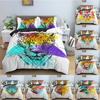 Leopard Bedding Set Cartoon Animals Duvet Cover Watercolor Comforter Covers Single Twin King Quilt Cover With Pillowcase 2/3PCS