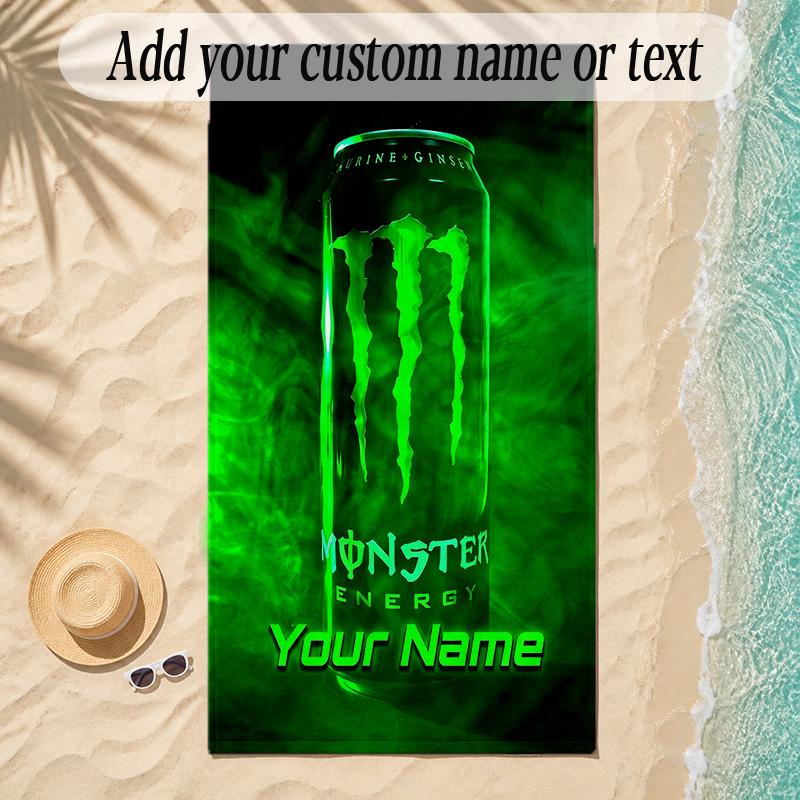 Beach TowelMonster Energy Custom Name Text Personalized Soft Towel for Beach Pool Indoor Home Decor Gift