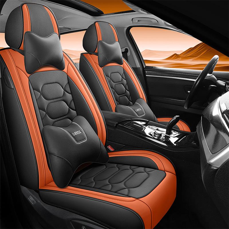 New 1PC Luxury Universal 5D PU Leather Front Seat Cover Car Seat Mat Waterproof Car Seat Protector Breathable(Only Seat Cover)