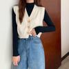 Korean-Style V-Neck Knit Vest for Women - Autumn/Winter Collection