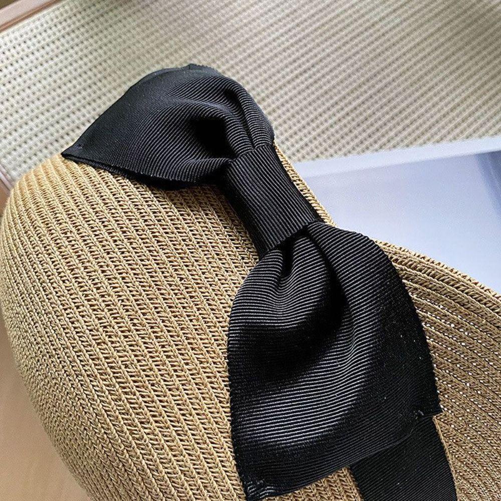 Woven Bow Straw Hat Sunshade Summer Hat Sun Cap UV Protection Cap  Beach