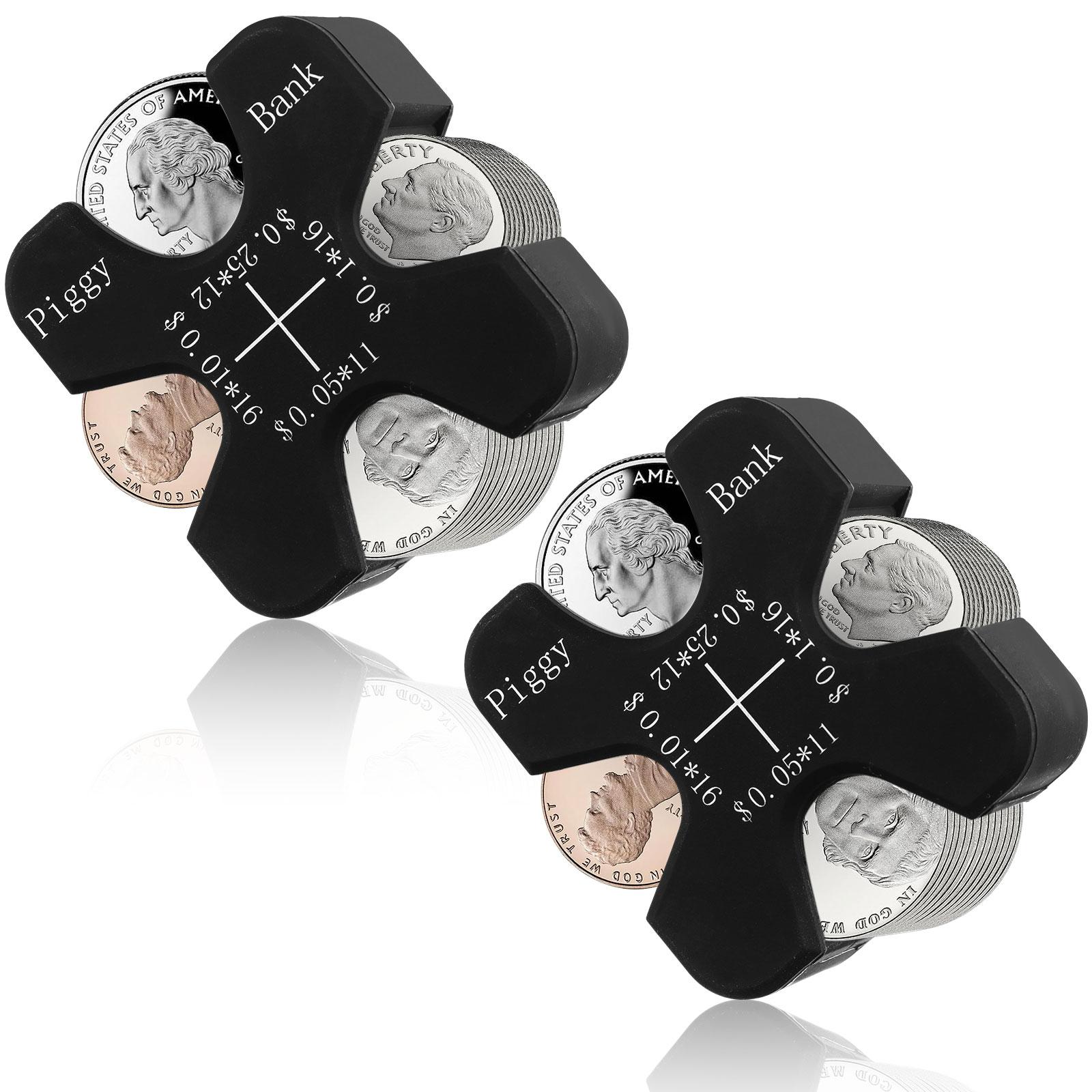 

2 шт. держатель для монет в жестком футляре-органайзер и хранилище 55 монет для монет и диспенсер, портативный автомобильный органайзер для обмена монет пластик C