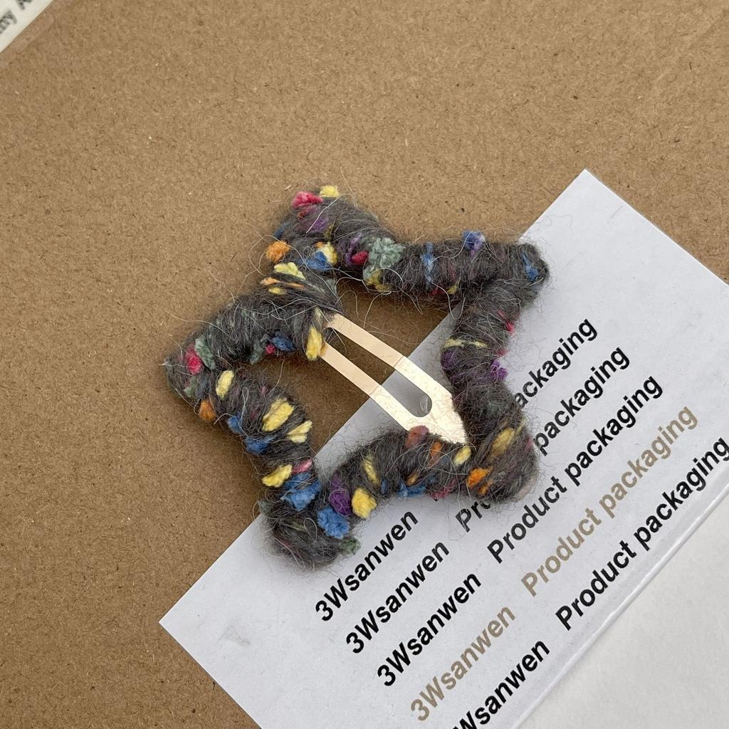 Fashion Y2k Cute Sweet Candy Color Plush Furry Star Hair Clips For Women Girls Trendy BB Clip Hairpin Barrettes Hair Accessories