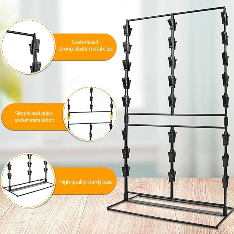 Metal Food Holder Rack With 48 Clamps 3 Layer Design Durable Carbon Steel Storage Unit For Retail Store Household Cooking Area Use