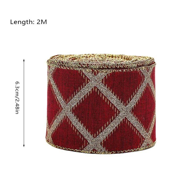 2M/Roll Christmas Linen Ribbons Snowflake Xmas Tree Printed Ribbon New Year Gift Wrapping Christmas Crafts Decorations
