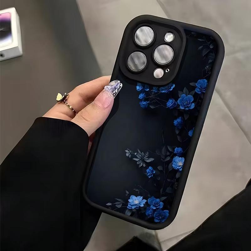For Samsung Galaxy S25 Ultra S24 S23 S21 S20 FE S21 Plus A55 A54 A35 A15 Blue Rose Flower Pattern Phone Case Cover