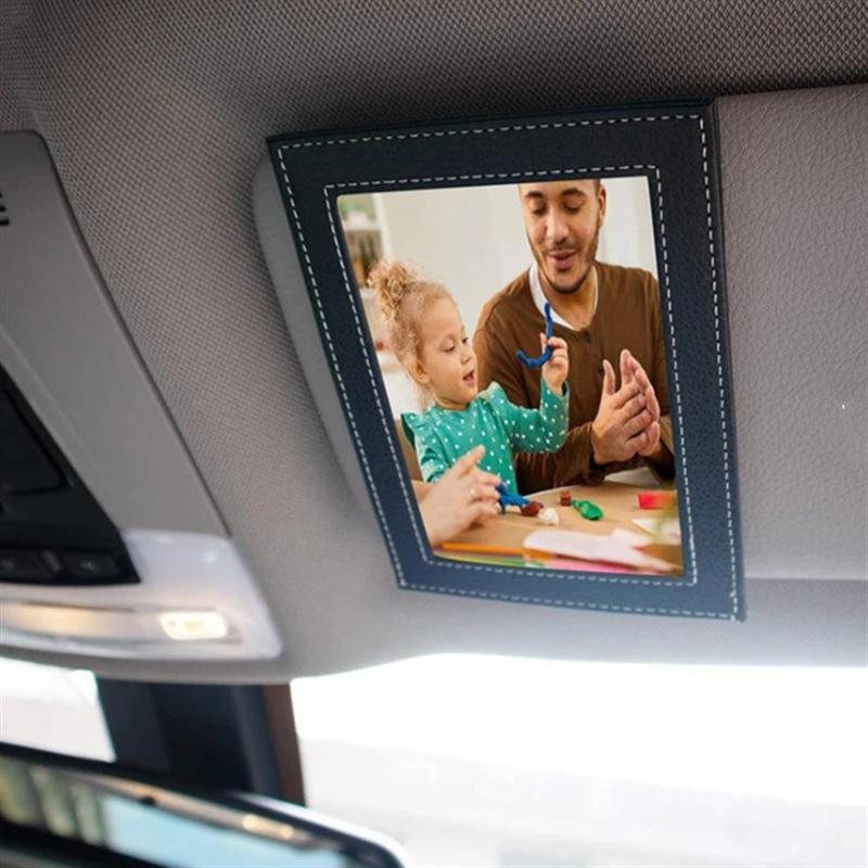 

Универсальная фоторамка с солнцезащитным козырьком, чехол для фото из искусственной кожи, креативная фоторамка с солнцезащитным козырьком, идеальный подарок, автомобильная фоторамка чёрный