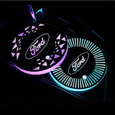 Car Sticker Car LED Coaster Light Water Cup Bottle Holder Mat for Ford Focus 3 MK2 Fiesta MK7 Mondeo Mk4 Fusion Kuga Ranger Acce