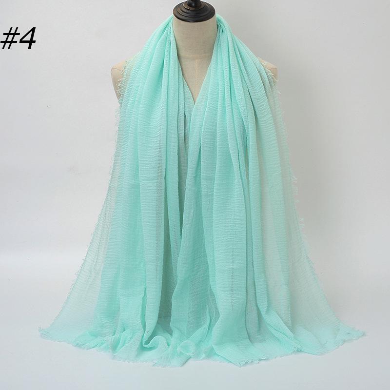 Solid Color Wrinkled Cotton-Linen Feel Women's Headscarf with Fur Edge