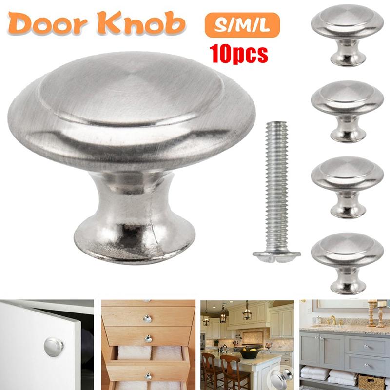 

10Pcs Cabinet Dresser Knobs Cabinet Drawer Knob Round Wardrobe Pulls Door Handle Stainless Steel