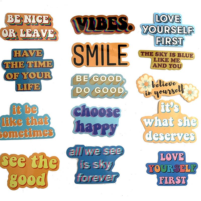 Motivational Cartoon Text Waterproof Sticker for Car, Tablet, Phone, or DIY Decoration.