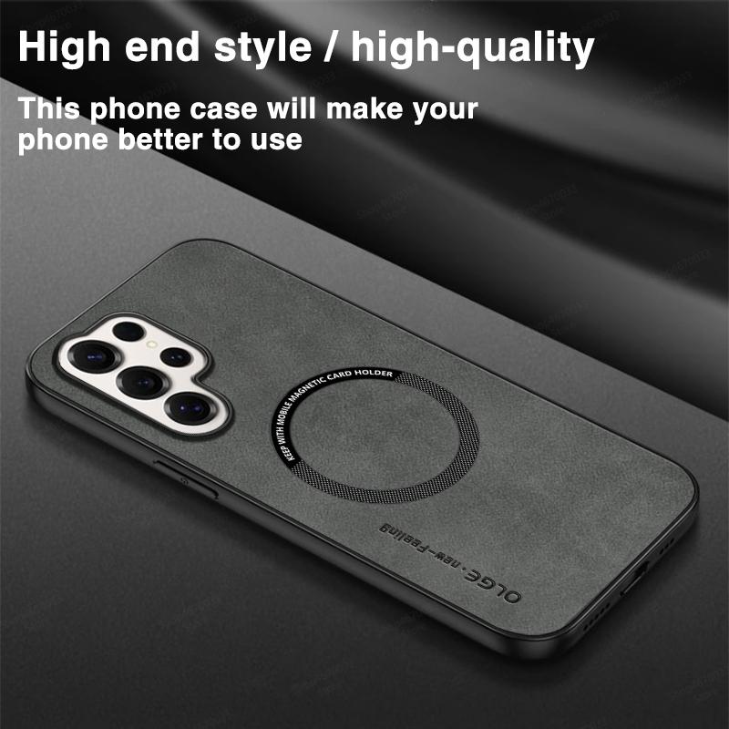 Handyhüllen aus Leder für Samsung S25 S24 S23 S22 S21 S20 Ultra Plus Edge FE Note 20 Ultra Stoßfest Für Magsafe Magnetische Hülle