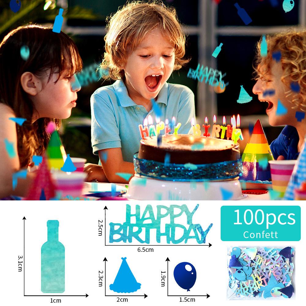 100 Stück Geburtstag Buntes Konfetti Dekorationen Papier Ballon & Hut Ausschnitte Tischstreu Happy Birthday Dekoration Partyzubehör