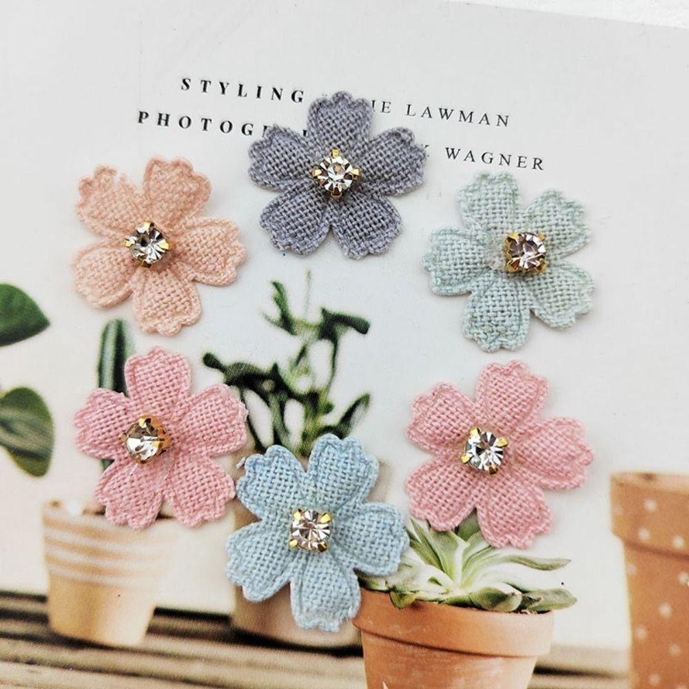 Flower With Rhinestone Applique For Clothes Hat Sewing Patches DIY Headwear Hair Clips Bow Decor Accessories