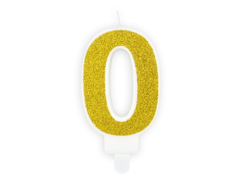 Świeczka Cyfra "0" Złota Brokatowa
