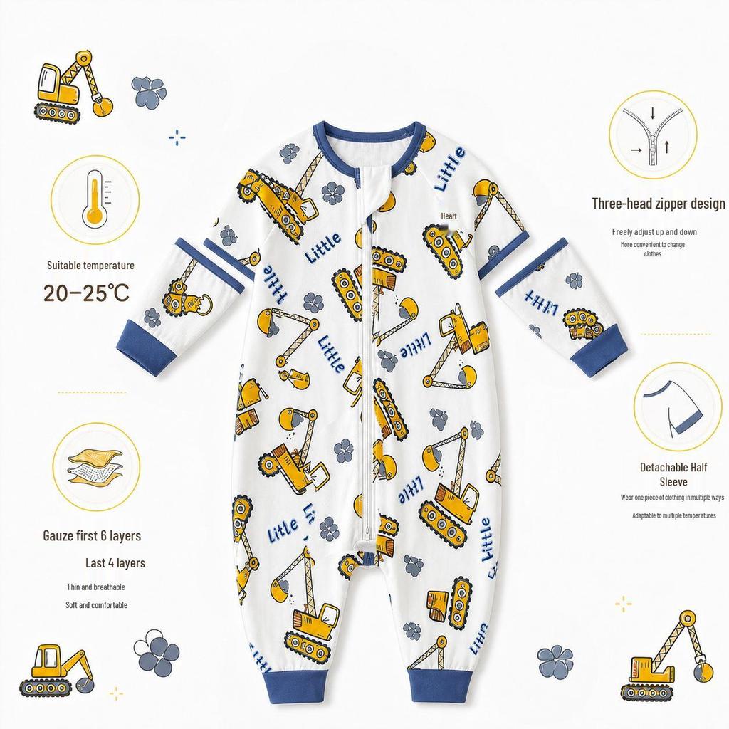 Bamboo Cotton Baby Sleeper: Split-Leg, Lightweight, Anti-Kick, All-Season Pajamas