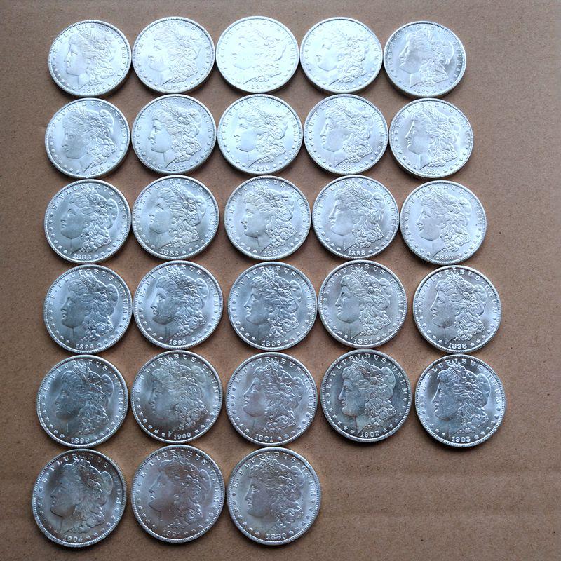 P Edition 28-Year US Morgan Antique Silver Dollar Commemorative Crafts Coin, Brass Silver-Plated Material