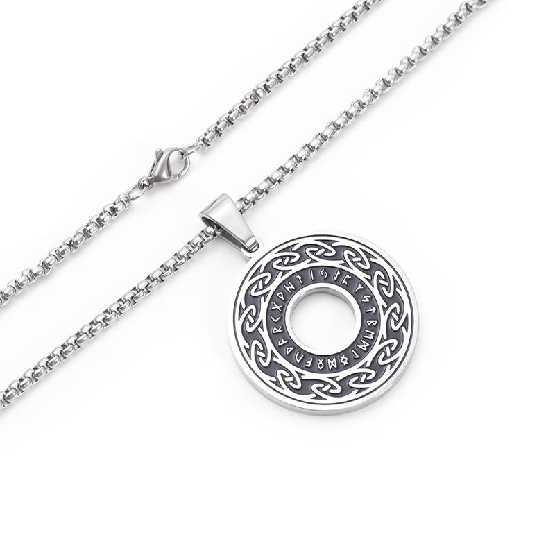 European and American Nordic Style Viking Pattern Necklace Titanium Steel Viking Pendant Men's Necklace