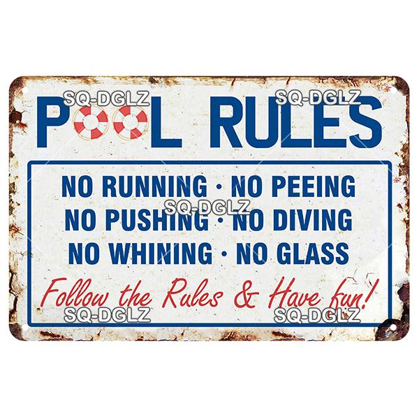 [SQ-DGLZ] Welcome Swim Pool Rules Metal Sign Vintage Plaque Tin Sign Plate Wall Decor For Bar Club Man Cave Art Painting Poster