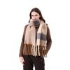 New Coarse Tassel Color Blocked Thick Scarf for Women's Warm Scarf