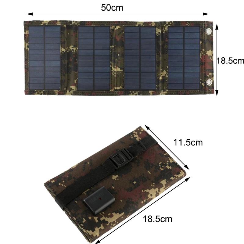 20W Portable Solar Panel 5V Folding Solars Cell Foldable Waterproof USB Port Charger Mobile Power Bank for Phone Battery Outdoor