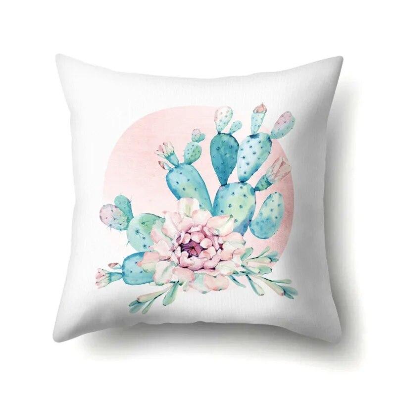 45x45cm Plant Flower and Leaf Printing Series Throw Pillow Cover Sofa Office Seat Car Cushion  Home Decoration