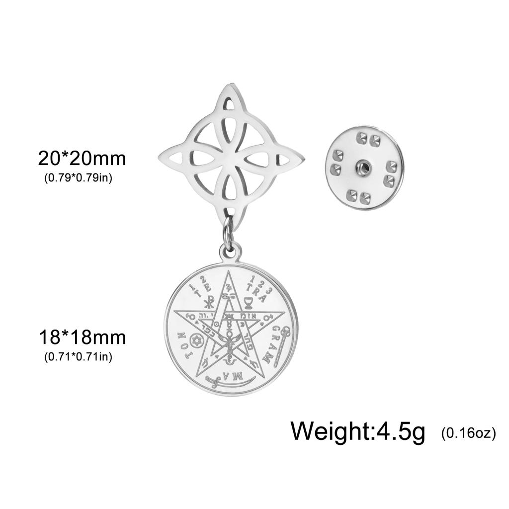 Witch Knot Tetragrammaton Pentagram Badge Pins Stainless Steel Brooch for Women Men Amulet Accessories Witchcraft Jewelry Gifts
