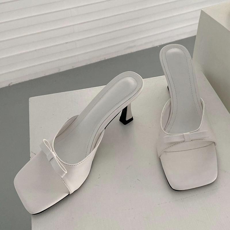 High Quality Solid Leather Women Gladiator Heels Slippers Summer Sandals Outdoor Fashion Open Toe Butterfly -Knot Shoes Flip Flop