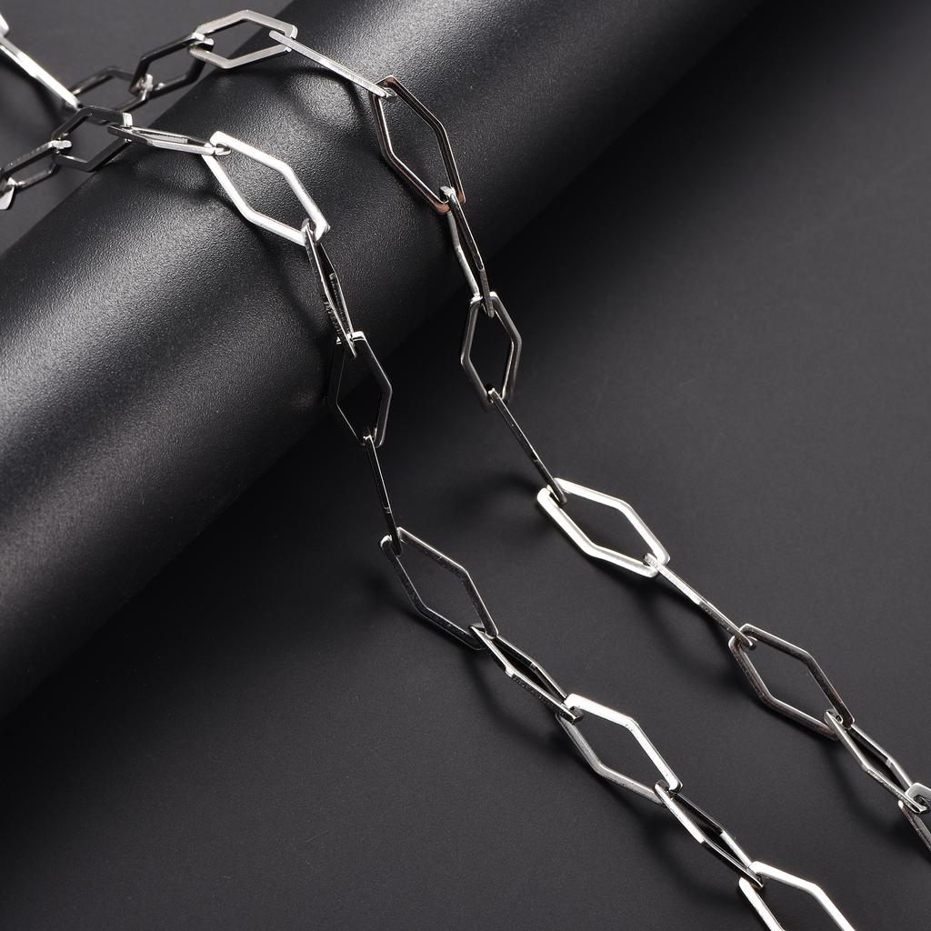 Creative Geometric Stainless Steel Link Neck Chain Necklace for Women Men Copper Color Collar Choker Metal Jewelry Accessories