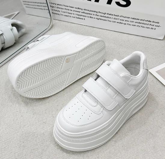 

Белые туфли женские натуральная кожа 2025 весна новые платформа повседневные увеличенные универсальные модные легкие кеды 40 белый
