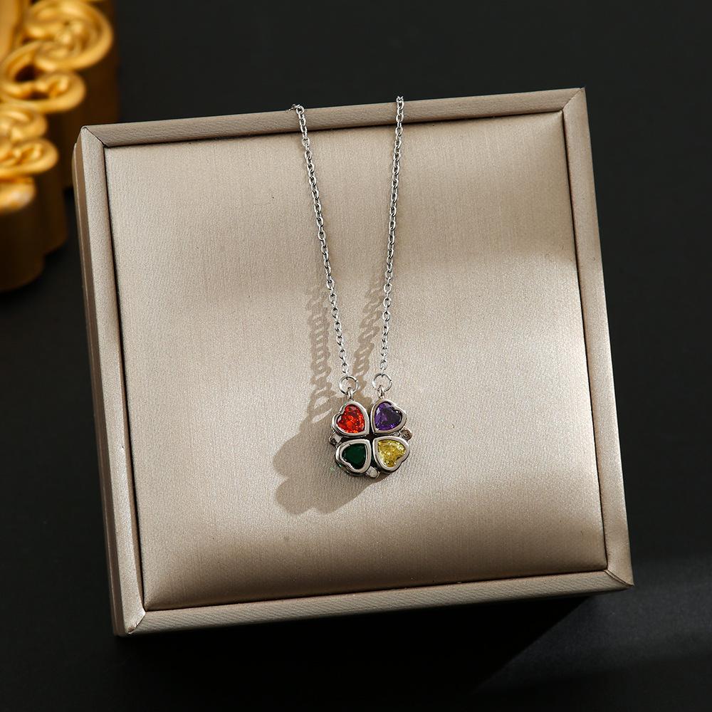 Japan and South Korea Simple Popular Wind Titanium Steel Necklace Female Niche Exquisite Internet Celebrity Zircon Clavicle Chain High-end Jewelry