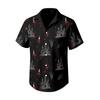 Men's Casual Short Sleeve Halloween Print Button Down Shirt