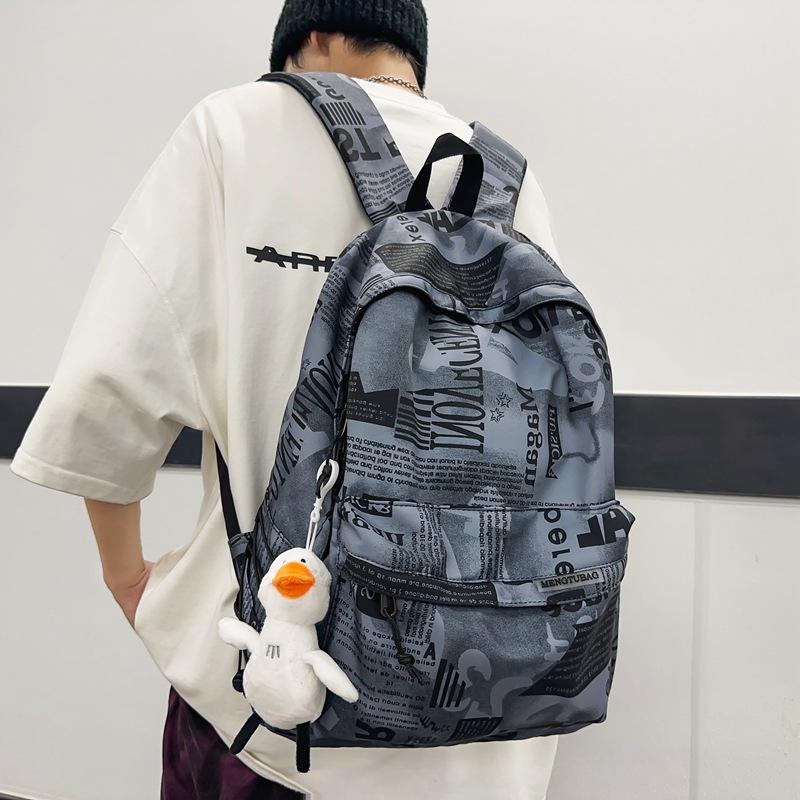 School Bag Men's Fashion Trend Middle School Students Junior High School Students High School Students Large Capacity Canvas Girls Backpack Backpack