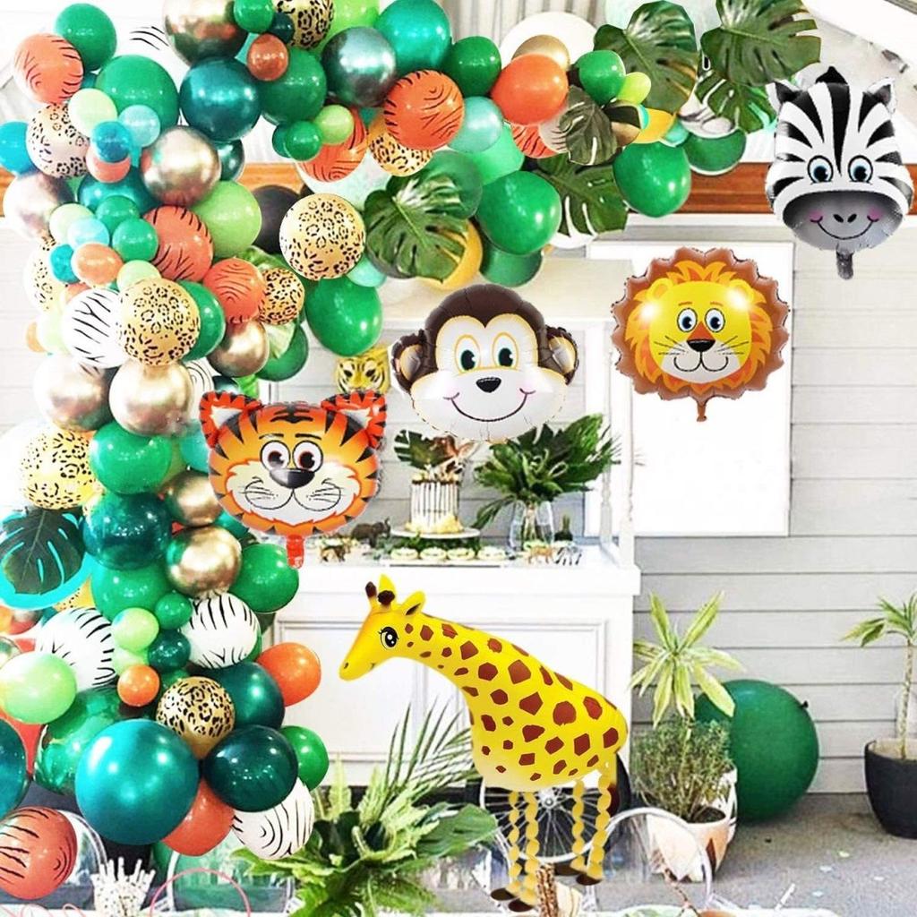Jungle Animal-themed Green Balloon Set, Children's Party Birthday Balloon Set, Party Decoration