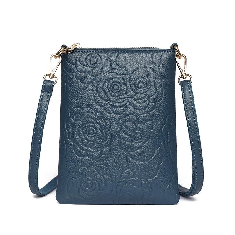 

Personalized rose indentation mobile phone small square bag women s new simple and elegant change shoulder bag portable commuter messenger bag